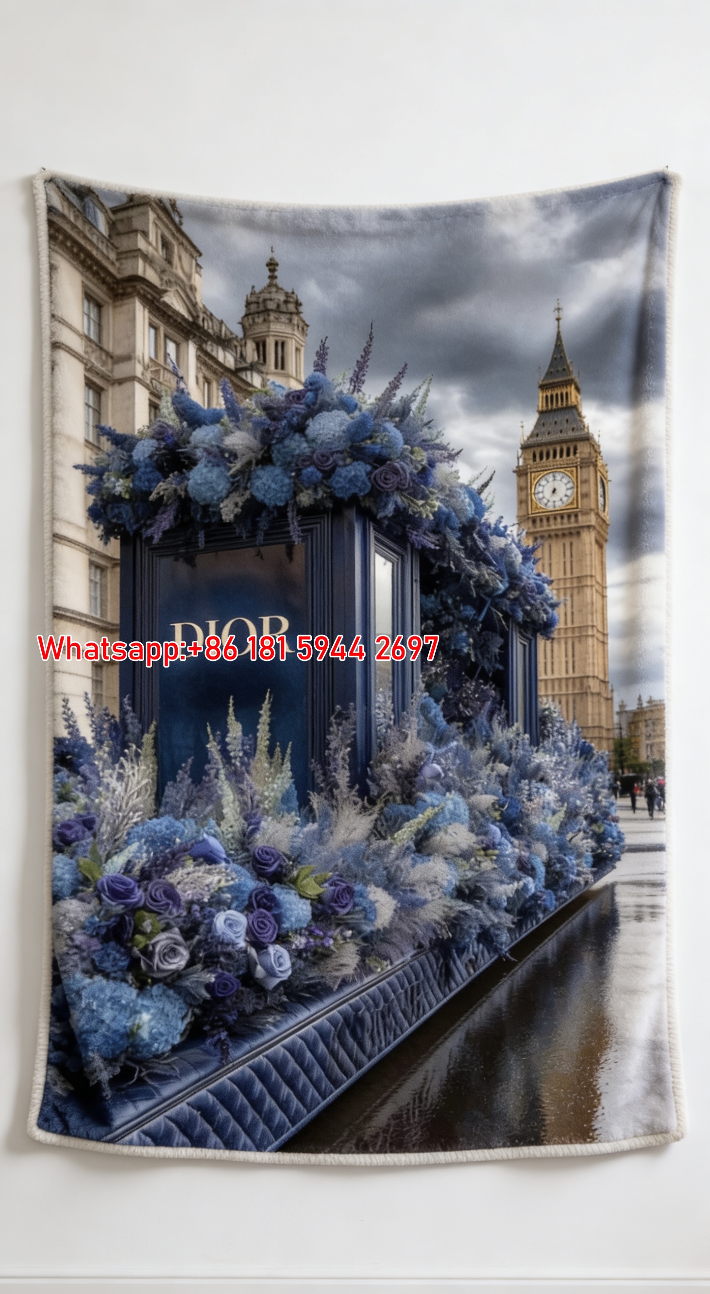 Elegant Dior London Floral Flannel Fleece Blanket D090